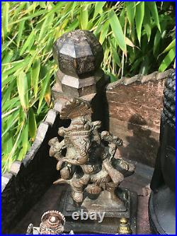 Vintage Large Indian Sacred Hindu Wooden Home Shrine Temple Puja Hand Carved