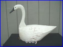 Vintage Large Swan Decoy Sculpture Hand Carved Leather Lead 24