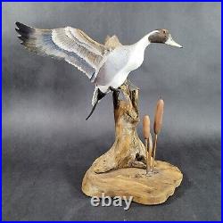 Vintage Lehman Hand Carved Flying Duck Sculpture Signed AS IS