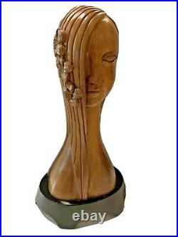 Vintage Lepento Crafts Hand Carved Wood Waling Waling Woman Statue Philippines