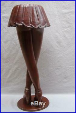 Vintage Life Size Lady Legs Skirt Wood Carving Mystery Folk Art Sculpture Stand
