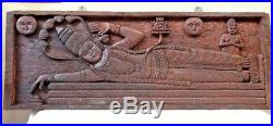 Vintage Lord Vishnu Wall Panel Hindu Temple Sculpture God Ananthasayanam Statue