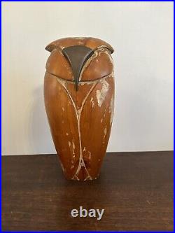 Vintage MCM Abstract Carved Owl Wooden Sculpture