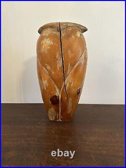 Vintage MCM Abstract Carved Owl Wooden Sculpture