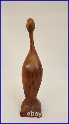 Vintage MCM Artisan carved wood Egret / Crane sculpture statue signed Scott 15