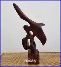 Vintage MCM Brutalist Mahogany Dolphin Sculpture Statue Made in Barbados