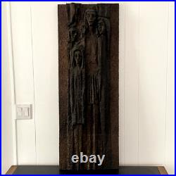 Vintage MCM Brutalist Styrofoam Wall Art 46x17 Figural Family Hanging Sculpture