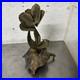 Vintage MCM Brutalist brass & copper Metal Flower Sculpture on reclaimed wood