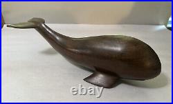 Vintage MCM Hand Carved Iron Wood Whale Figurine Sculpture