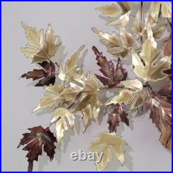 Vintage MCM Maple Leaf Wall Sculpture Metal Wood Jere-Style Sculpture 70s 65