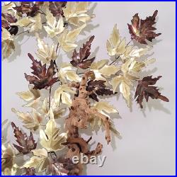 Vintage MCM Maple Leaf Wall Sculpture Metal Wood Jere-Style Sculpture 70s 65