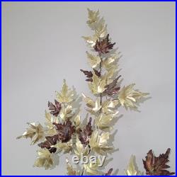 Vintage MCM Maple Leaf Wall Sculpture Metal Wood Jere-Style Sculpture 70s 65