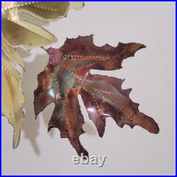 Vintage MCM Maple Leaf Wall Sculpture Metal Wood Jere-Style Sculpture 70s 65