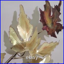 Vintage MCM Maple Leaf Wall Sculpture Metal Wood Jere-Style Sculpture 70s 65