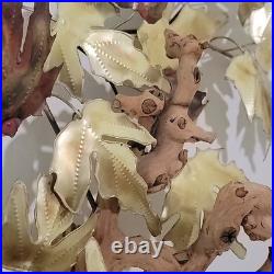 Vintage MCM Maple Leaf Wall Sculpture Metal Wood Jere-Style Sculpture 70s 65