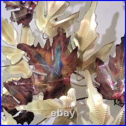 Vintage MCM Maple Leaf Wall Sculpture Metal Wood Jere-Style Sculpture 70s 65