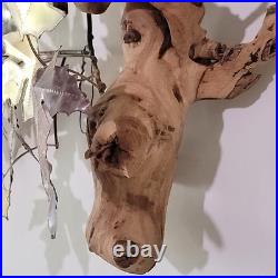 Vintage MCM Maple Leaf Wall Sculpture Metal Wood Jere-Style Sculpture 70s 65