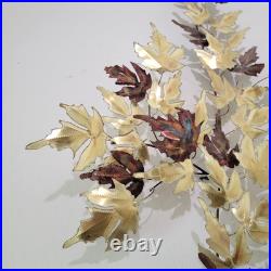 Vintage MCM Maple Leaf Wall Sculpture Metal Wood Jere-Style Sculpture 70s 65