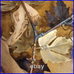 Vintage MCM Maple Leaf Wall Sculpture Metal Wood Jere-Style Sculpture 70s 65