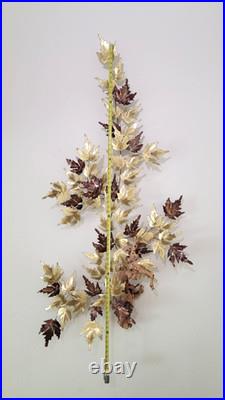 Vintage MCM Maple Leaf Wall Sculpture Metal Wood Jere-Style Sculpture 70s 65
