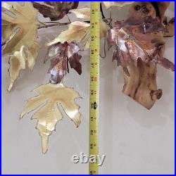 Vintage MCM Maple Leaf Wall Sculpture Metal Wood Jere-Style Sculpture 70s 65