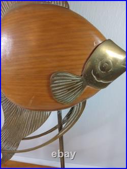 Vintage MCM Mid Century Modern Frederick Cooper Angel Fish Sculpture Brass Wood