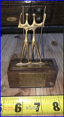 Vintage MCM Mid-century Modern Brazilian Bruno Giorgi Wood Brass Sculpture