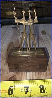 Vintage MCM Mid-century Modern Brazilian Bruno Giorgi Wood Brass Sculpture