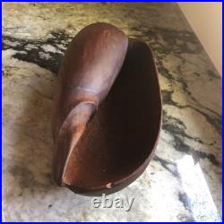 Vintage MCM Solid Teak Wood Hand Carved Conch Sea Shell Seashell Sculpture Bowl