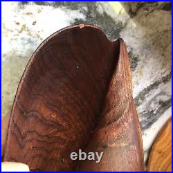 Vintage MCM Solid Teak Wood Hand Carved Conch Sea Shell Seashell Sculpture Bowl