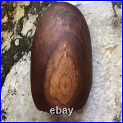 Vintage MCM Solid Teak Wood Hand Carved Conch Sea Shell Seashell Sculpture Bowl