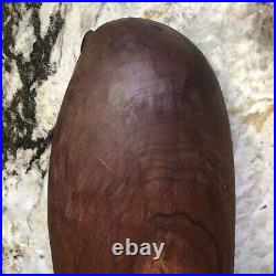 Vintage MCM Solid Teak Wood Hand Carved Conch Sea Shell Seashell Sculpture Bowl