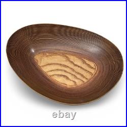Vintage MCM Tapio Wirkkala Ribbed Birch Wood Asymmetrical Bowl Brown Organic
