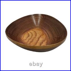Vintage MCM Tapio Wirkkala Ribbed Birch Wood Asymmetrical Bowl Brown Organic