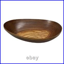 Vintage MCM Tapio Wirkkala Ribbed Birch Wood Asymmetrical Bowl Brown Organic
