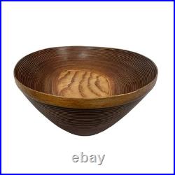 Vintage MCM Tapio Wirkkala Ribbed Birch Wood Asymmetrical Bowl Brown Organic