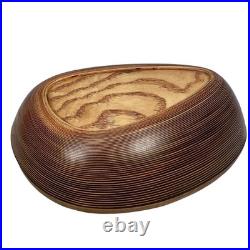 Vintage MCM Tapio Wirkkala Ribbed Birch Wood Asymmetrical Bowl Brown Organic