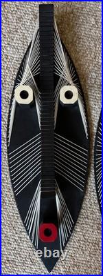 Vintage MCM Tiki / Tribal Sculptural Heads Wood String Art Mid Century 1960s