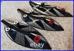 Vintage MCM Tiki / Tribal Sculptural Heads Wood String Art Mid Century 1960s