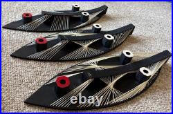 Vintage MCM Tiki / Tribal Sculptural Heads Wood String Art Mid Century 1960s