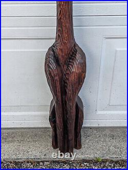 Vintage MCM Witco Tiki Wood Carved Cat Figure Sculpture Blue Eyes 43 1/2 High