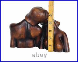 Vintage MCM Wood Carved Man Woman In Embrace Kissing Nude Body Art Sculpture