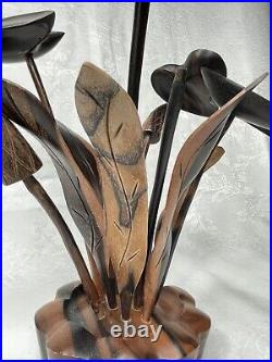 Vintage MCM Wood Flower Arrangement Sculpture Mid Century Modern 12