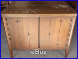 Vintage MID-CENTURY Solid Wood Commode GDC GREAT STAR CUT OUT CARVING DESIGN