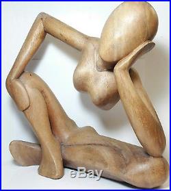 Vintage MID Century Modern Modernist Carved Wood Wooden Nude Woman Sculpture