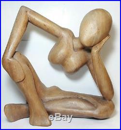 Vintage MID Century Modern Modernist Carved Wood Wooden Nude Woman Sculpture