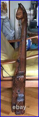 Vintage MID Century Modern Witco Tiki Cat Sculpture Carved Wood 41 Ex Employee