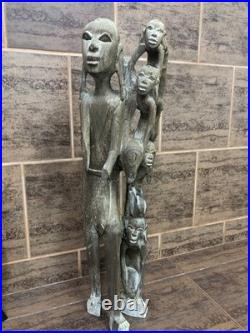 Vintage Makonde Ujamaa Family Tree Ebony Wood Sculpture African Art