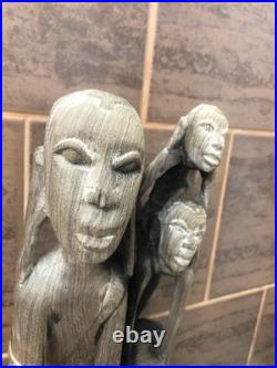 Vintage Makonde Ujamaa Family Tree Ebony Wood Sculpture African Art