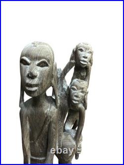 Vintage Makonde Ujamaa Family Tree Ebony Wood Sculpture African Art